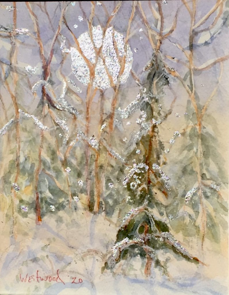Forest snow watercolor