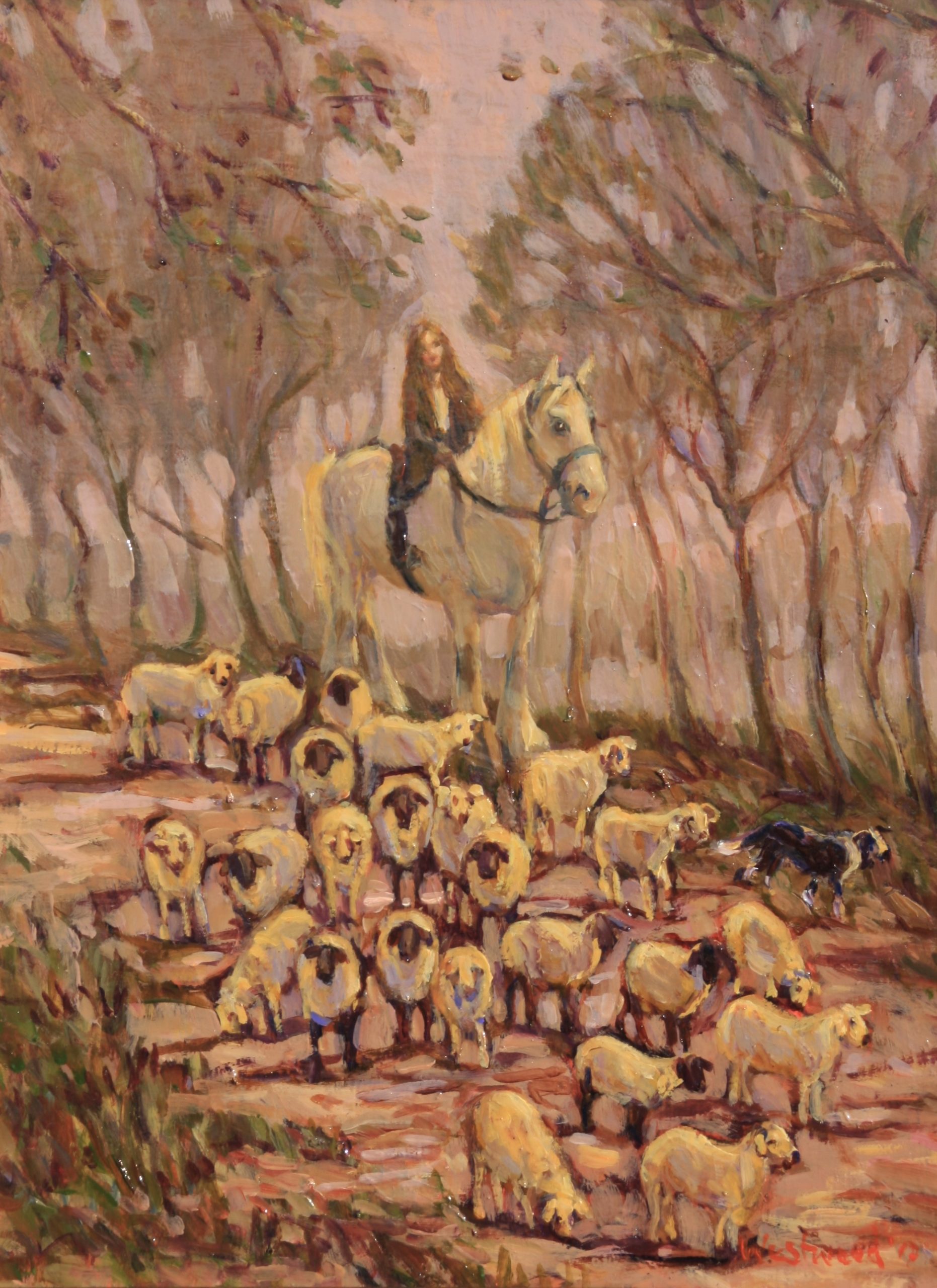 English landscape oil sheep horse