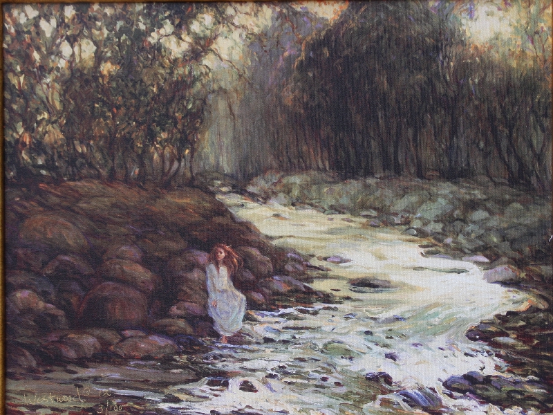 Giclee English landscape water figure
